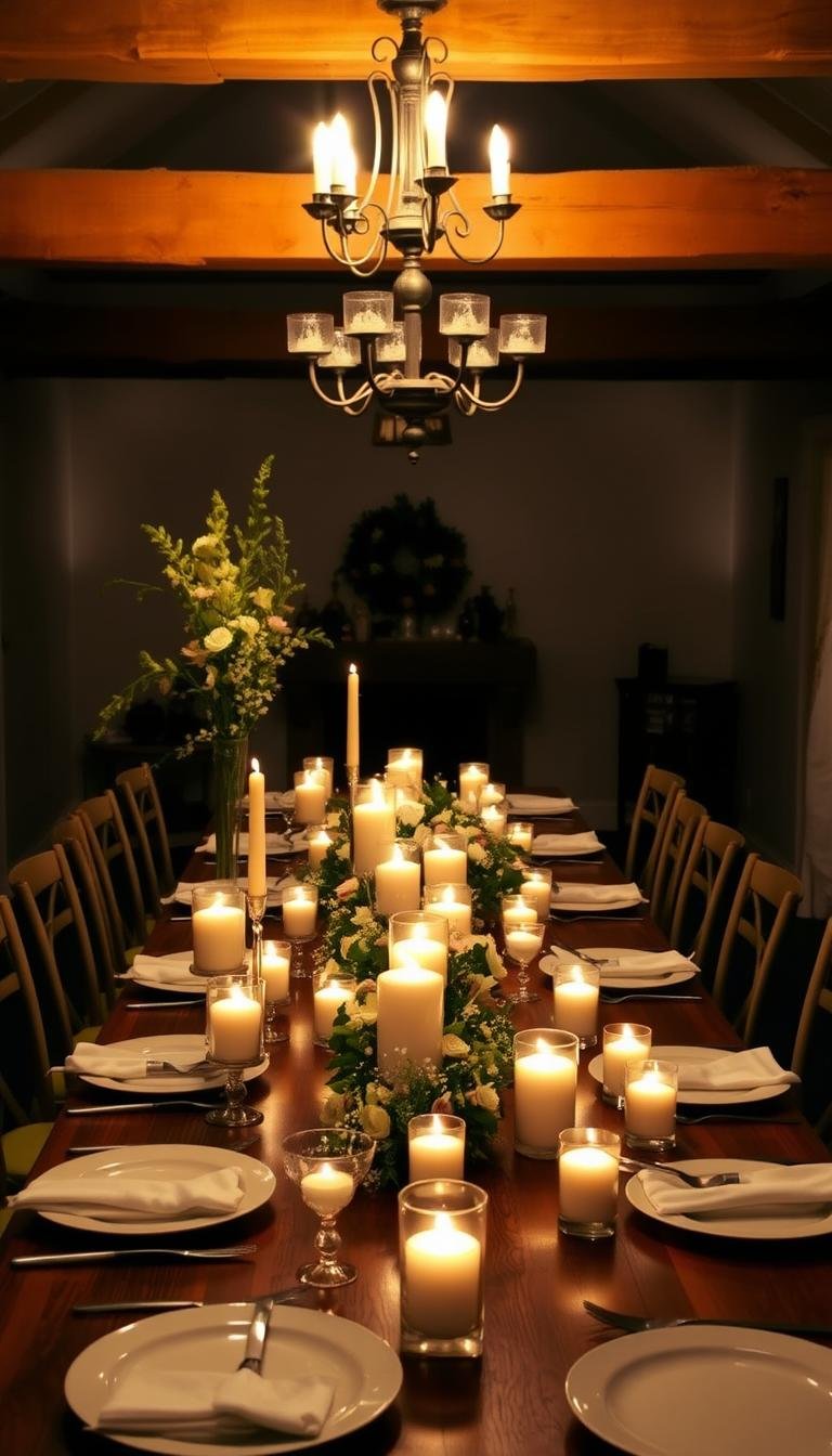 How Do I Arrange Candles for Ambient Lighting in a Dinner Party Setup?