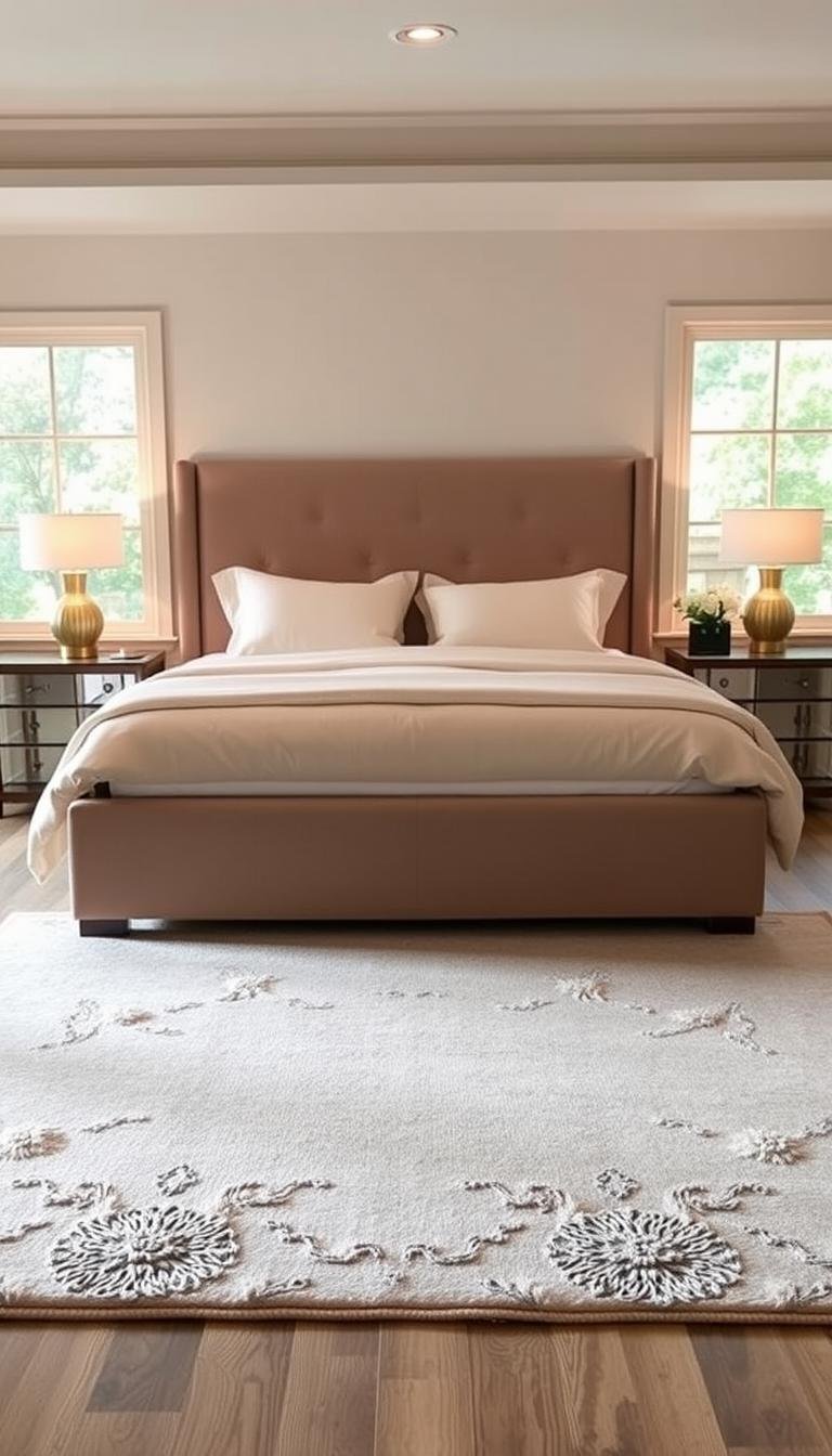 What’s the ideal rug size for a king bed with nightstands?