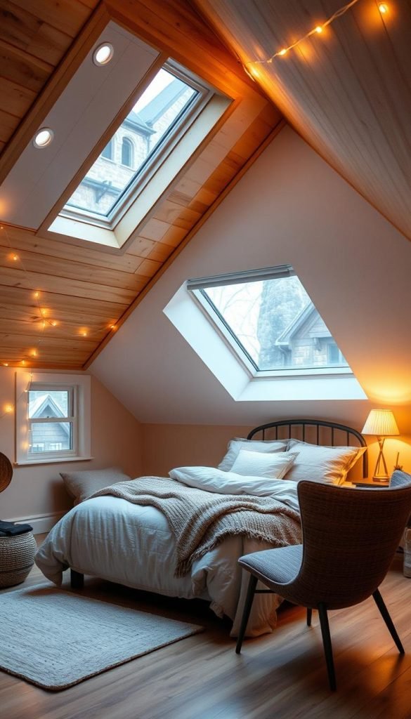 attic bedroom lighting