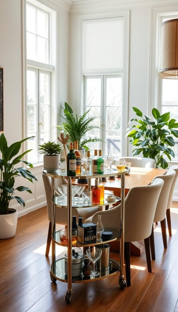 bar cart placement in dining room