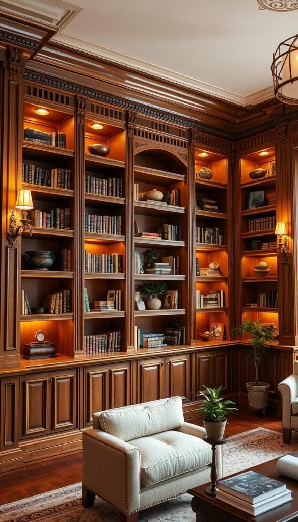 built-in bookshelves