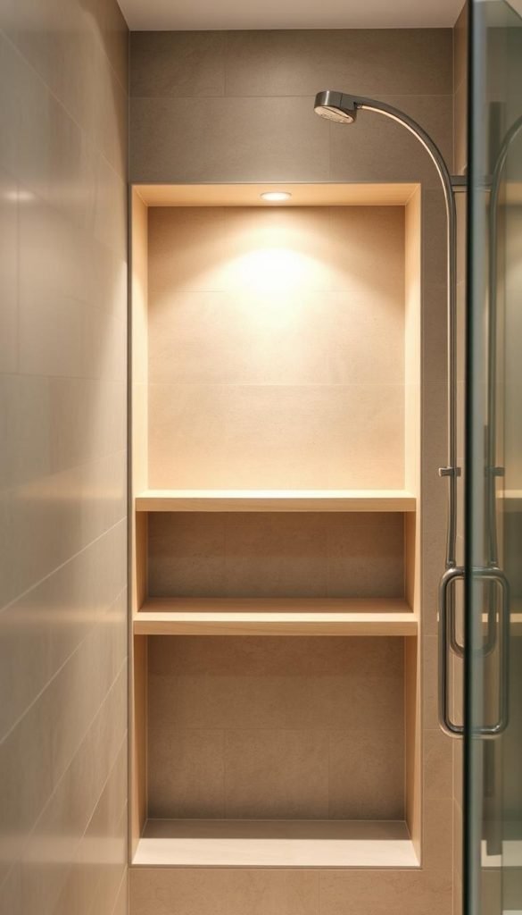 stacked shelves shower niche