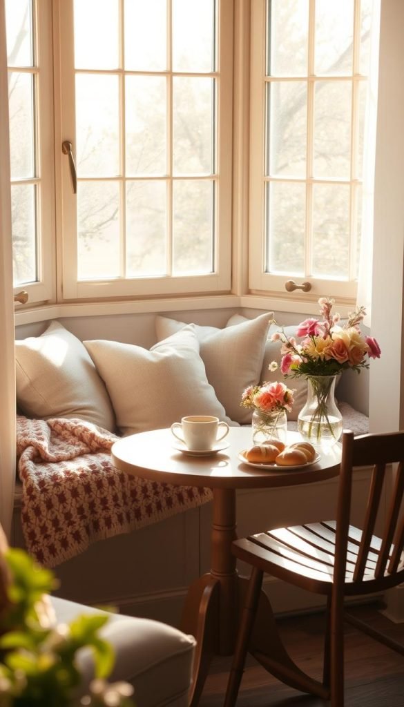 sunlit window perch breakfast nook