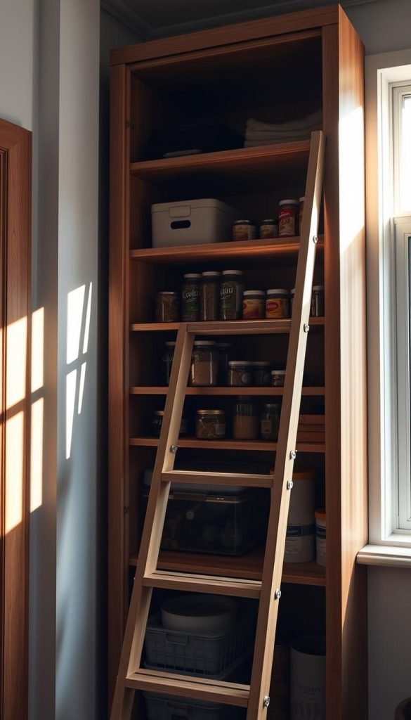 vertical space rolling ladder