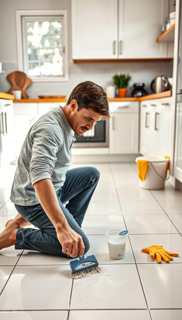 Deep cleaning grout lines process