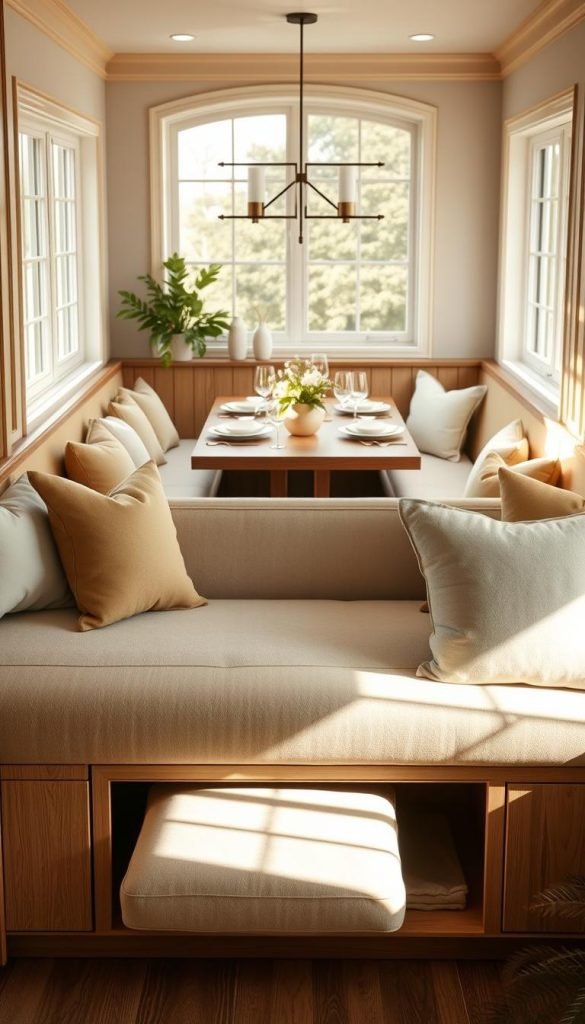 Hidden storage solutions for banquette seating Hidden storage solutions for banquette seating