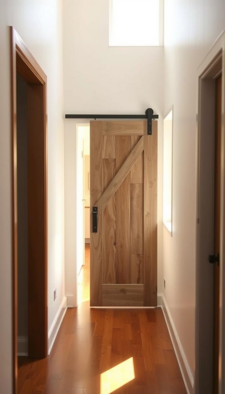 How can I add a sliding barn door to a narrow hallway?