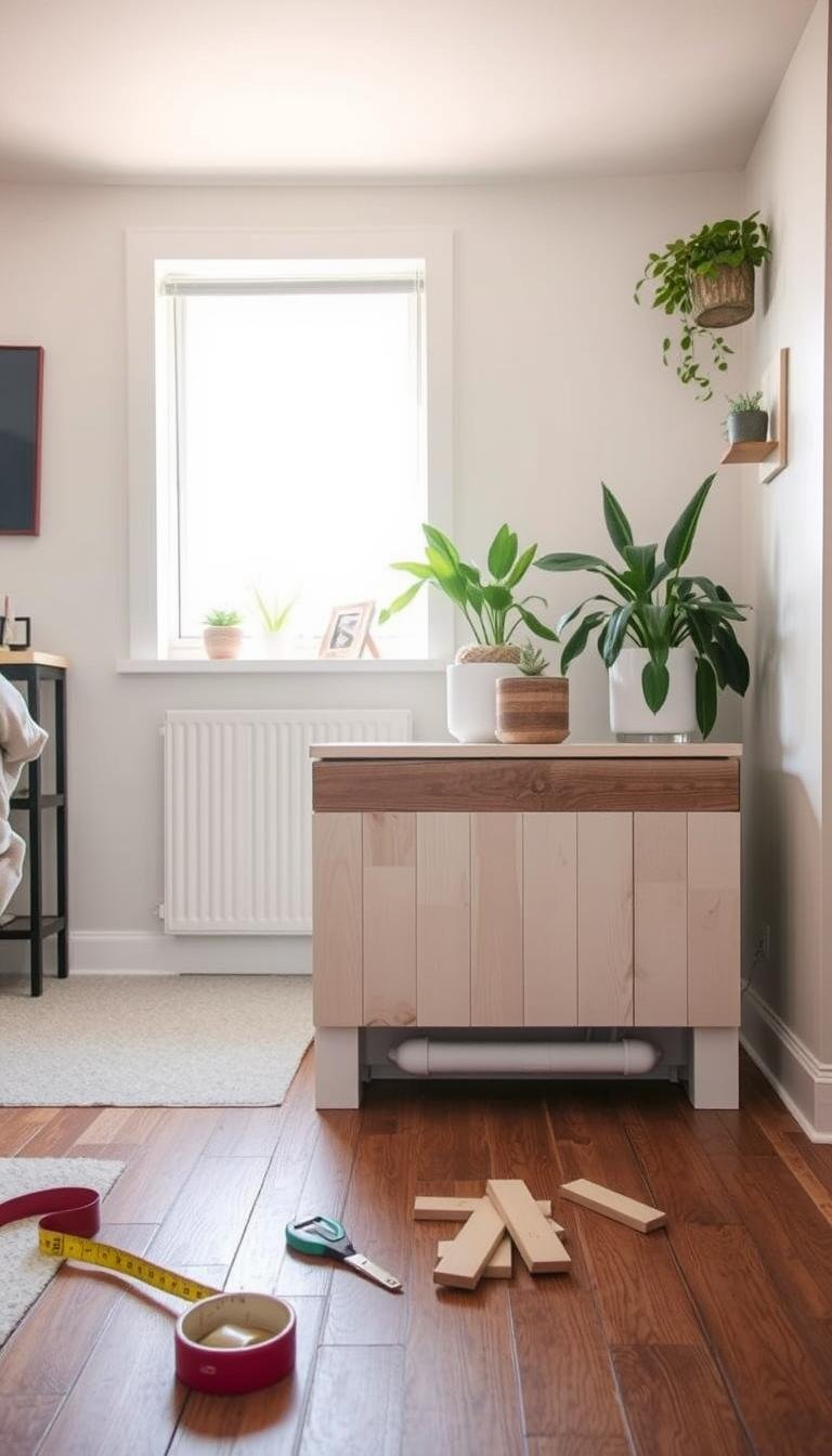 How can I hide unsightly radiator pipes with a DIY cover?