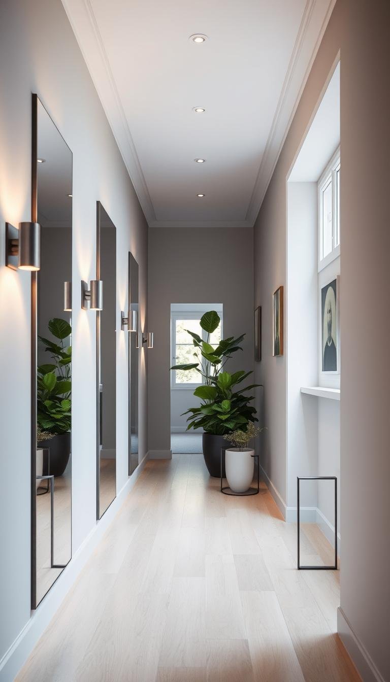 How can I make a narrow 5-foot hallway feel twice as wide?