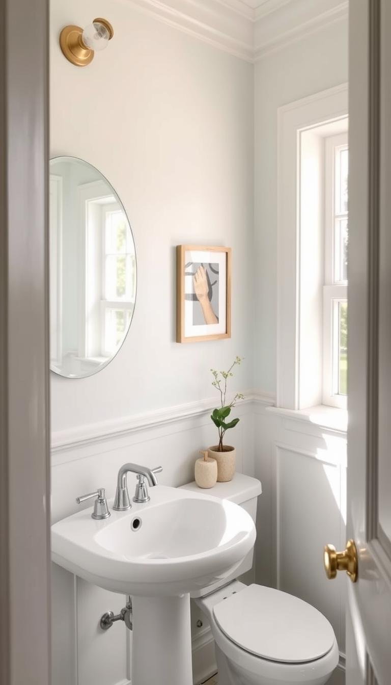 How can I make a tiny powder room feel bigger with paint tricks?