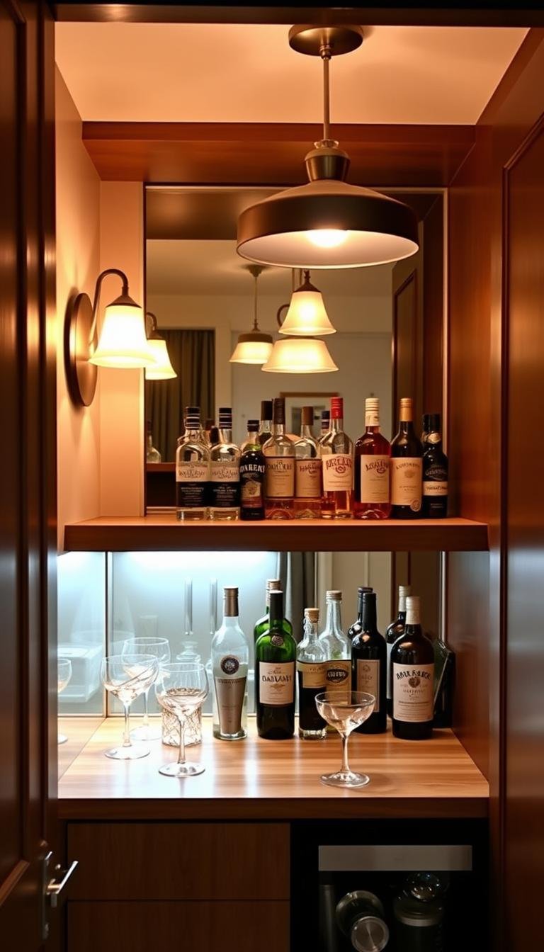How can I turn a closet into a mini home bar?