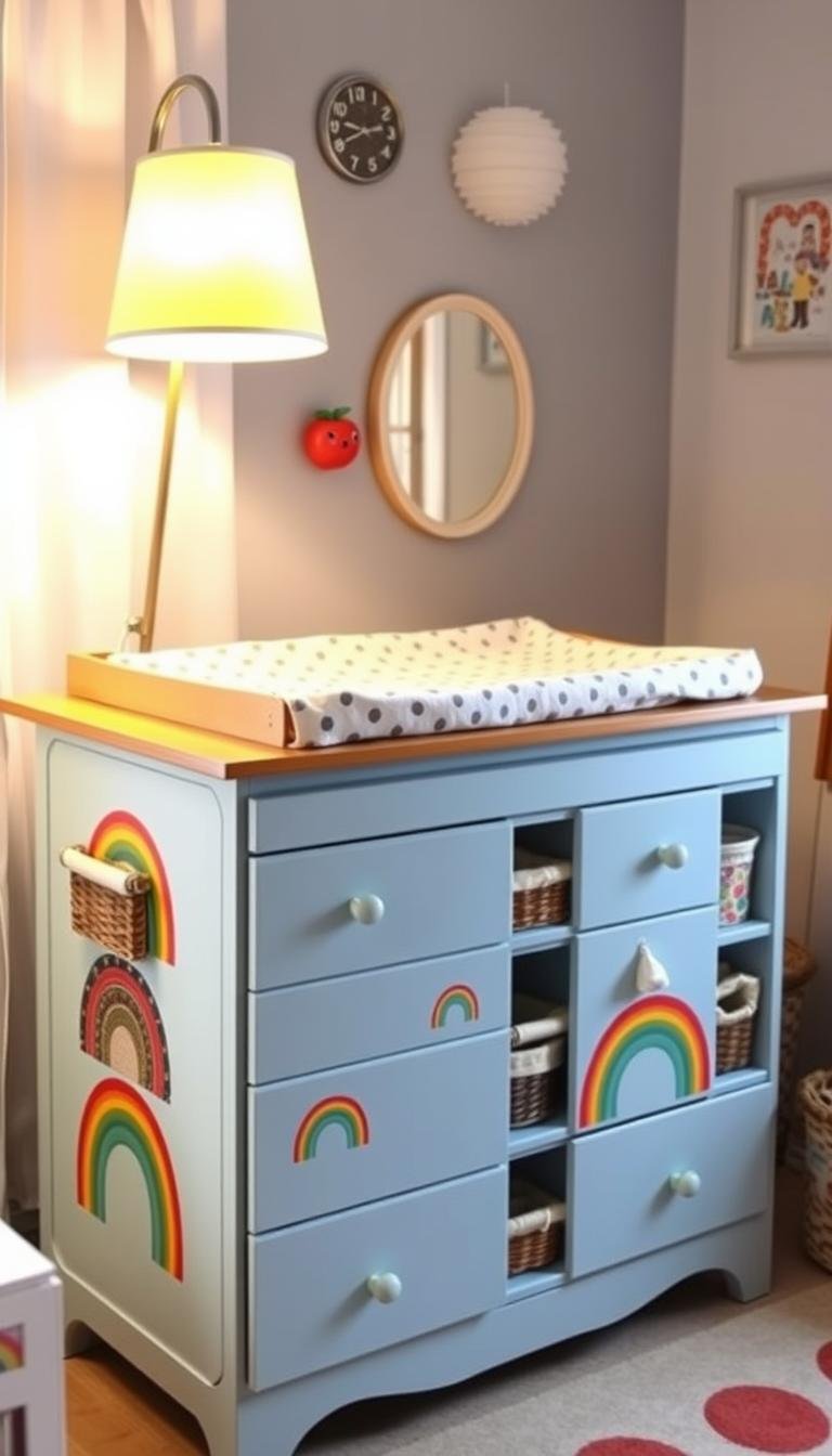 How can I turn a thrift-store dresser into a colorful kids’ changing table?