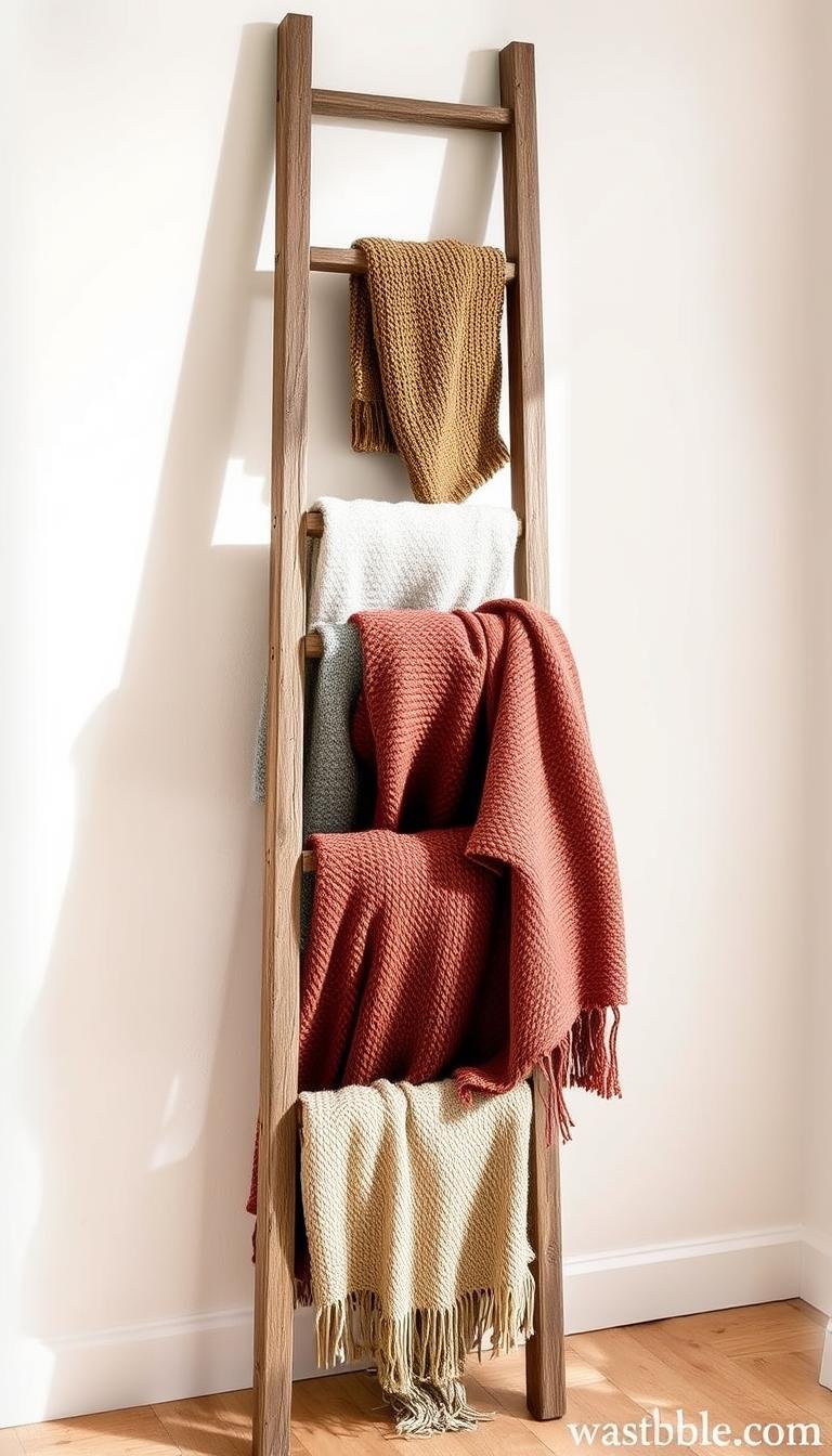 How can I turn an old ladder into a blanket rack that doesn’t wobble?