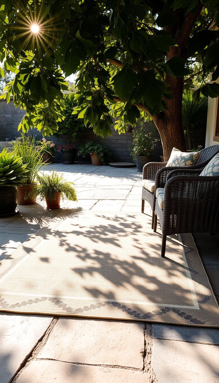 How do I stop my outdoor rug from mildewing under patio furniture?