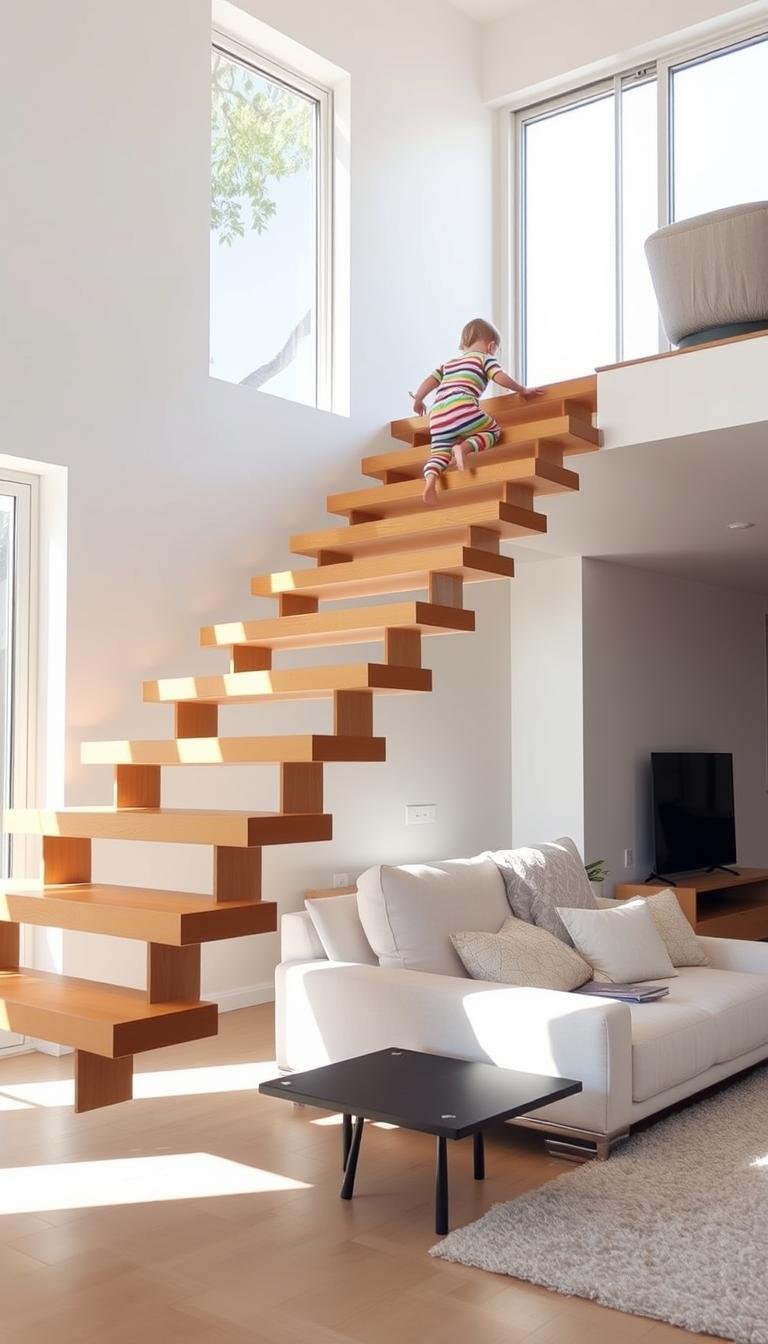 How do I stop my toddler from climbing the floating stairs?
