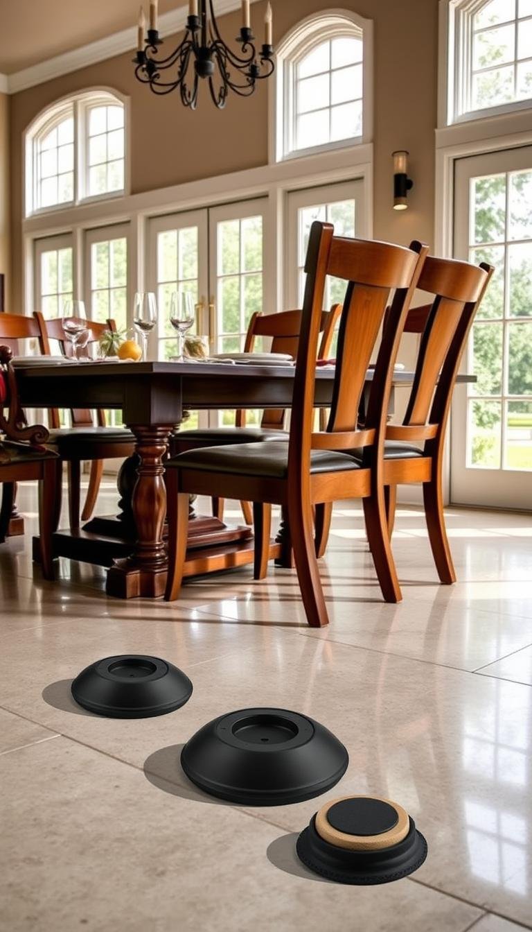 What are the best floor protectors for heavy dining chairs on tile?