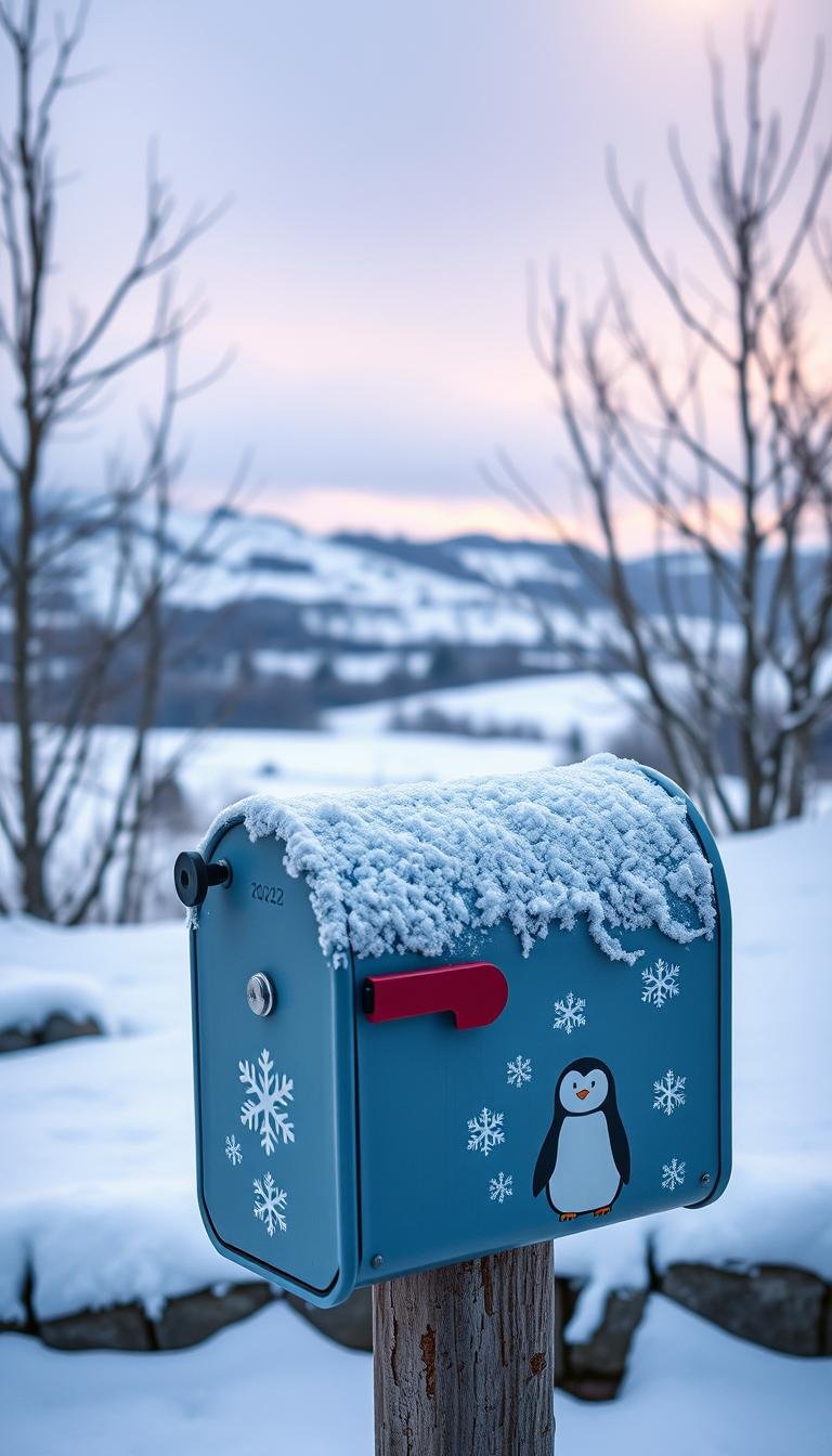 What are the cutest mailbox decals that survive winter salt?