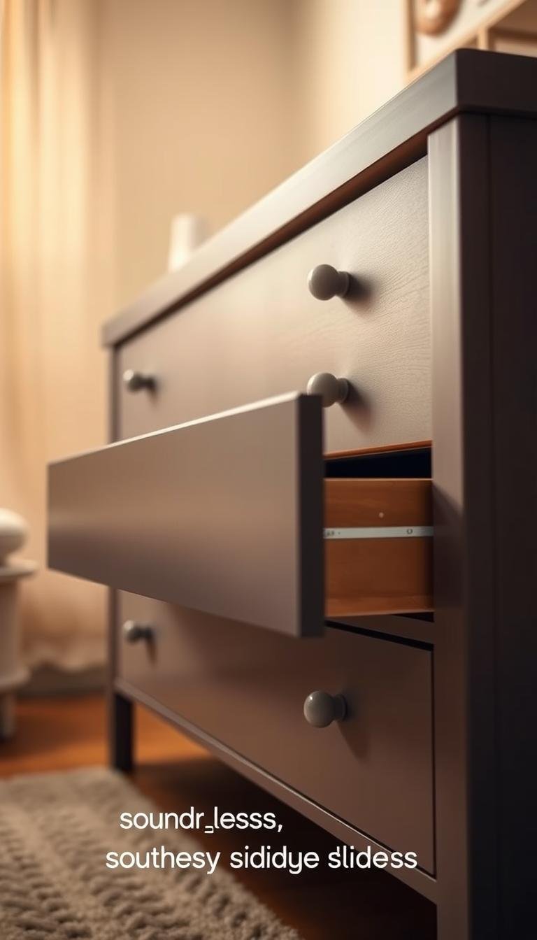 What are the quietest drawer slides for a nursery dresser?