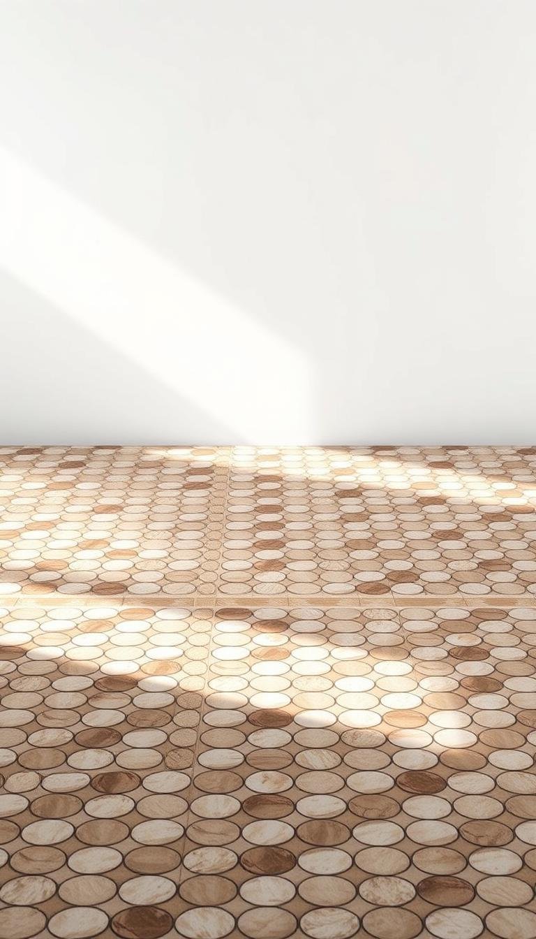 What are the top peel-and-stick floor tiles that look like real penny round?