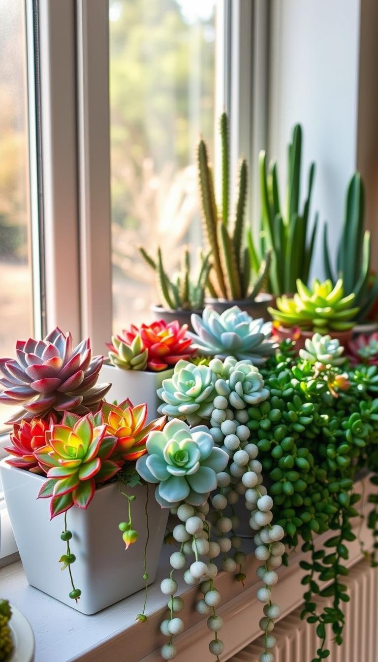 What’s the best way to display succulents on a sunny windowsill?