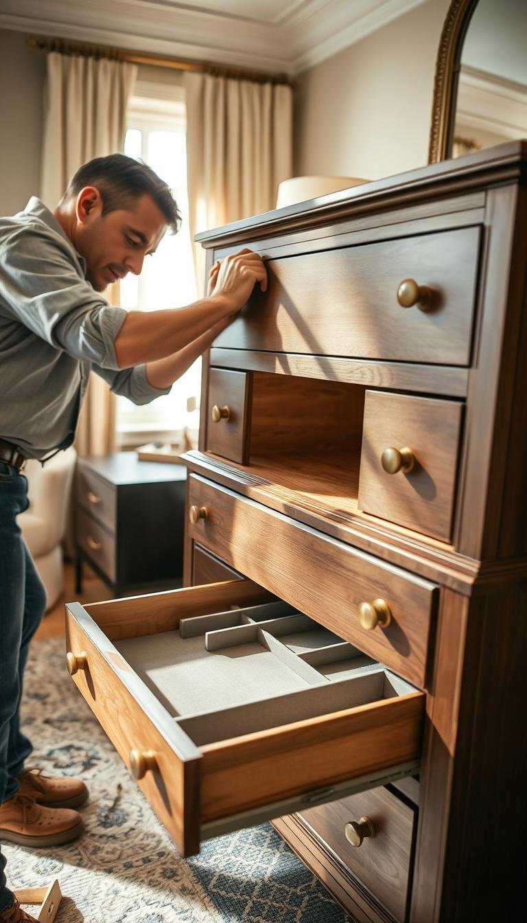 What’s the easiest way to add a hidden jewelry drawer inside a dresser?