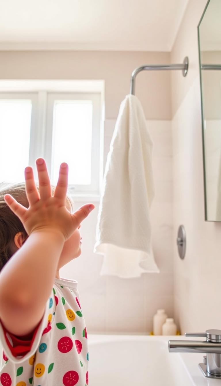 What’s the ideal height for a bathroom towel bar so kids can reach it?