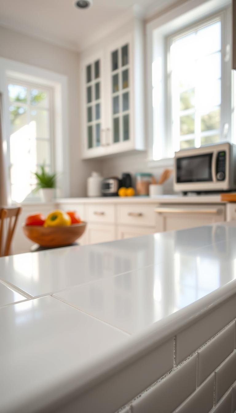 What’s the trick to keeping white grout white in a busy kitchen?