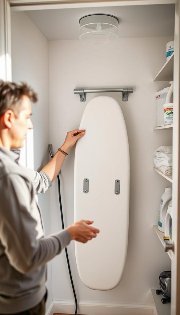 fold-away ironing board installation process