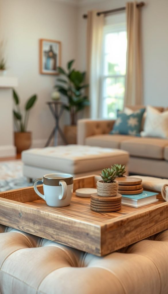 functional ottoman tray