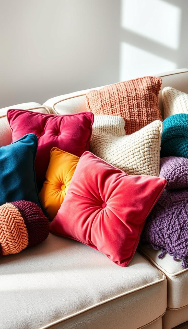 mix match pillows textures colors