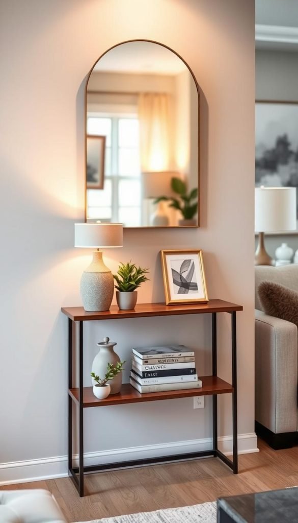 narrow console table styling