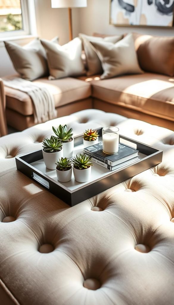 ottoman tray styling