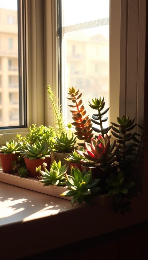 succulents on window light succulents on window light