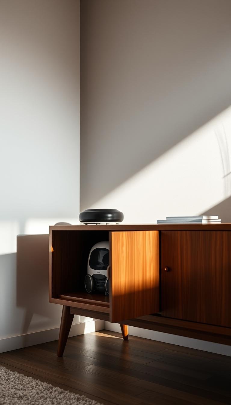 How can I hide a litter-robot in a mid-century credenza?
