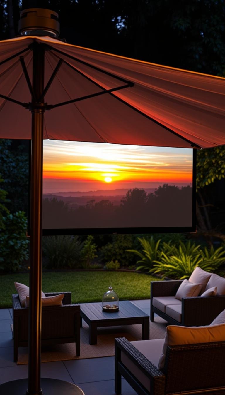 How can I make my patio umbrella double as a projector screen?