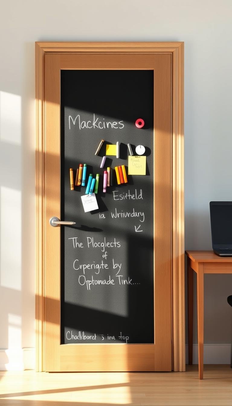 How can I turn a hollow-core door into a chalkboard command center?