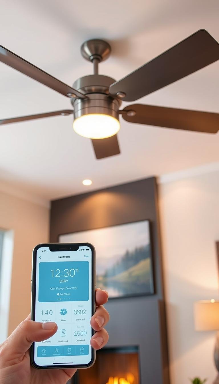 How do I choose a ceiling fan that reverses with a phone app?