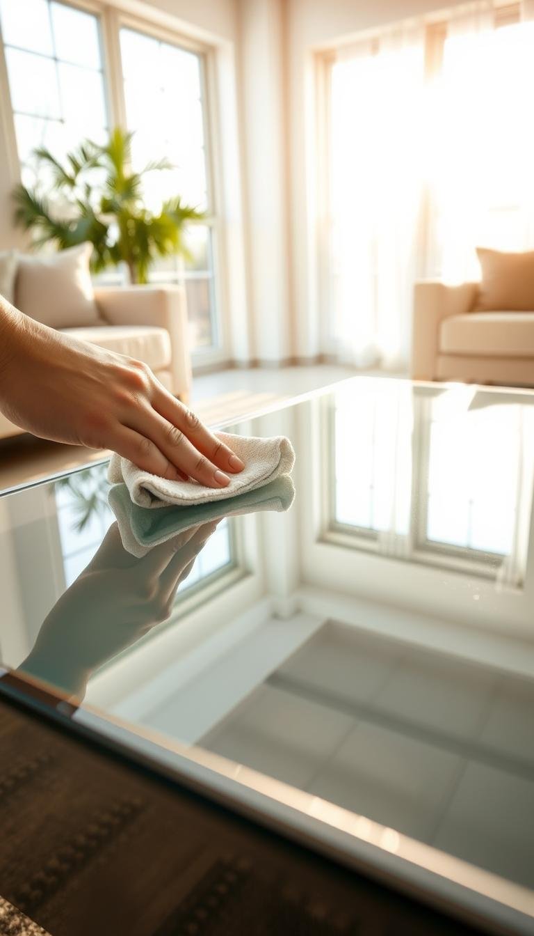 How do I stop my glass coffee table from showing every fingerprint?