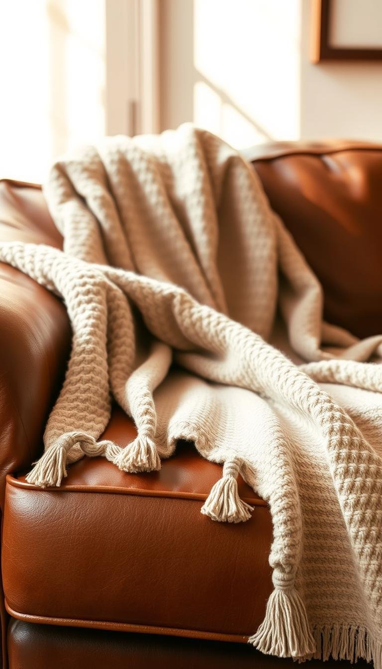 What’s the trick to keeping throw blankets from sliding off leather?
