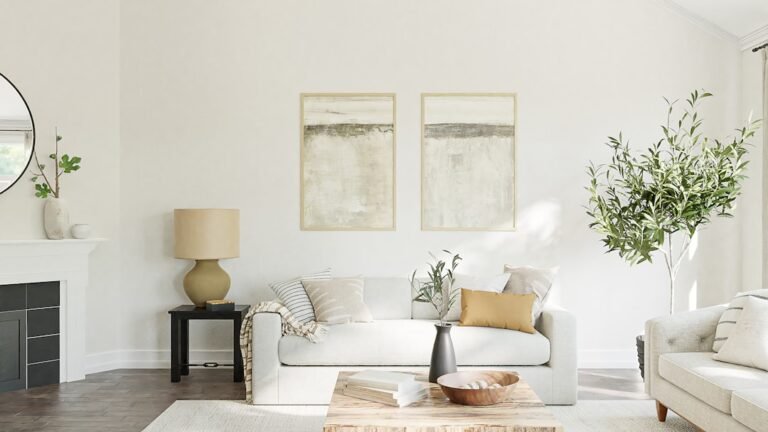 Cozy living room with layered furniture and fireplace
