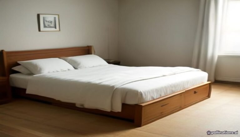 Organized bedroom with low-profile under-bed storage containers for bulky bedding
