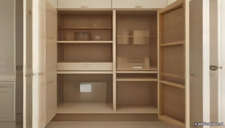 Organized small pantry with adjustable shelving, pull-out storage and turntables