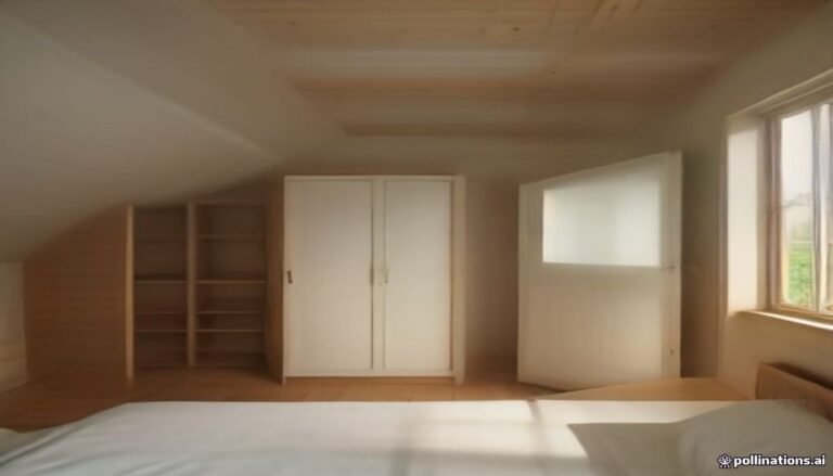 Under-eave closet with low pull-out drawers, adjustable shelves and hanging storage in the full-height zone