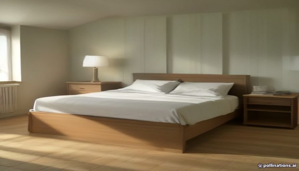 Warm bedroom with a centered bed, clear circulation, balanced bedside lighting and practical storage